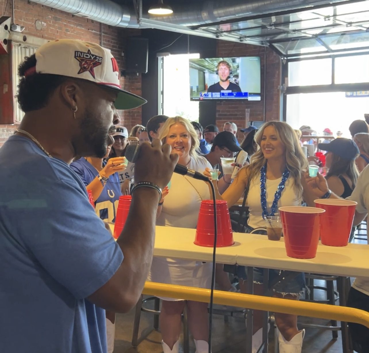 Guests playing a live cup competition inside The Hangar